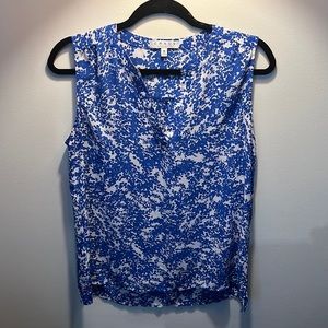 Blue and white floral and flowy blouse